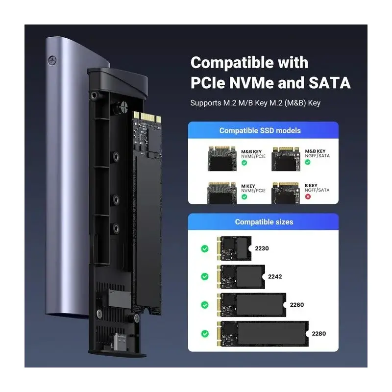 UGREEN CM767 M.2 NVMe SATA SSD Enclosure – USB-C 3.2 Gen 2 (10Gbps), Aluminum Case, Up to 8TB 2.webp