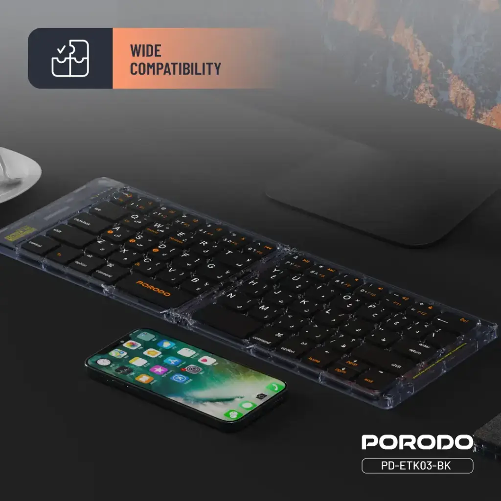 Porodo Crystal shell Wireless keyboard5.webp