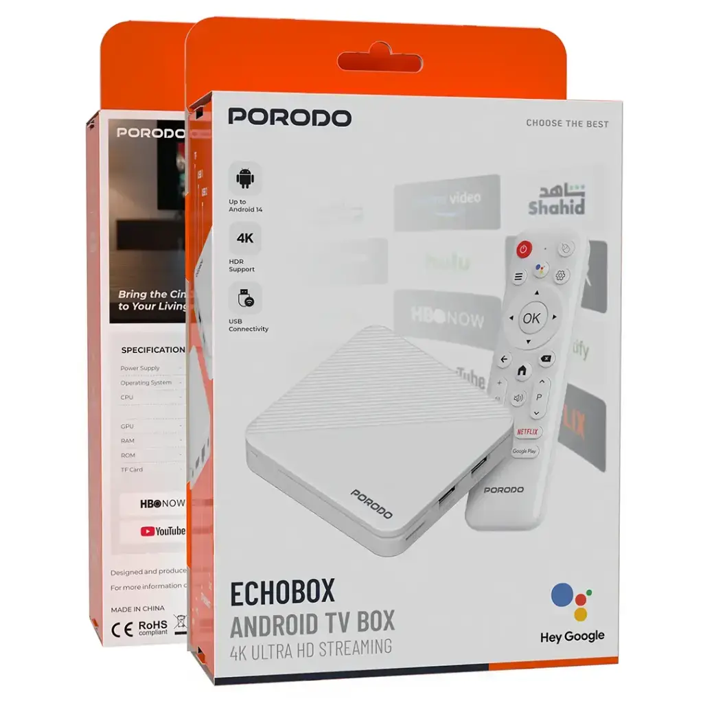 Porodo Echobox Android TV Box with 4K Ultra HD Streaming - White4.webp