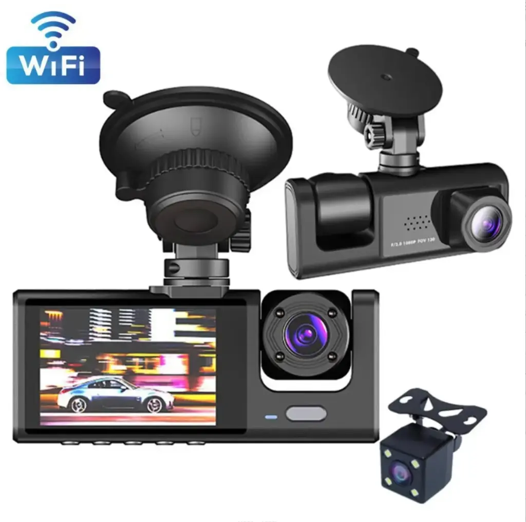 C309 Triple Lens 1080P Car Dash Cam with WiFi & Reverse Camera – 3 Channel Car DVR