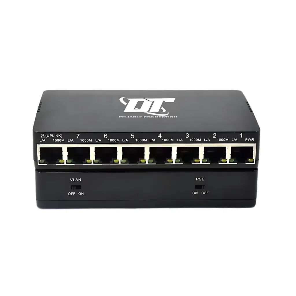 DT-SF08PP-2S 8-Port 10/100Mbps Reverse PoE Switch - 7 PoE In / 1 PoE Out