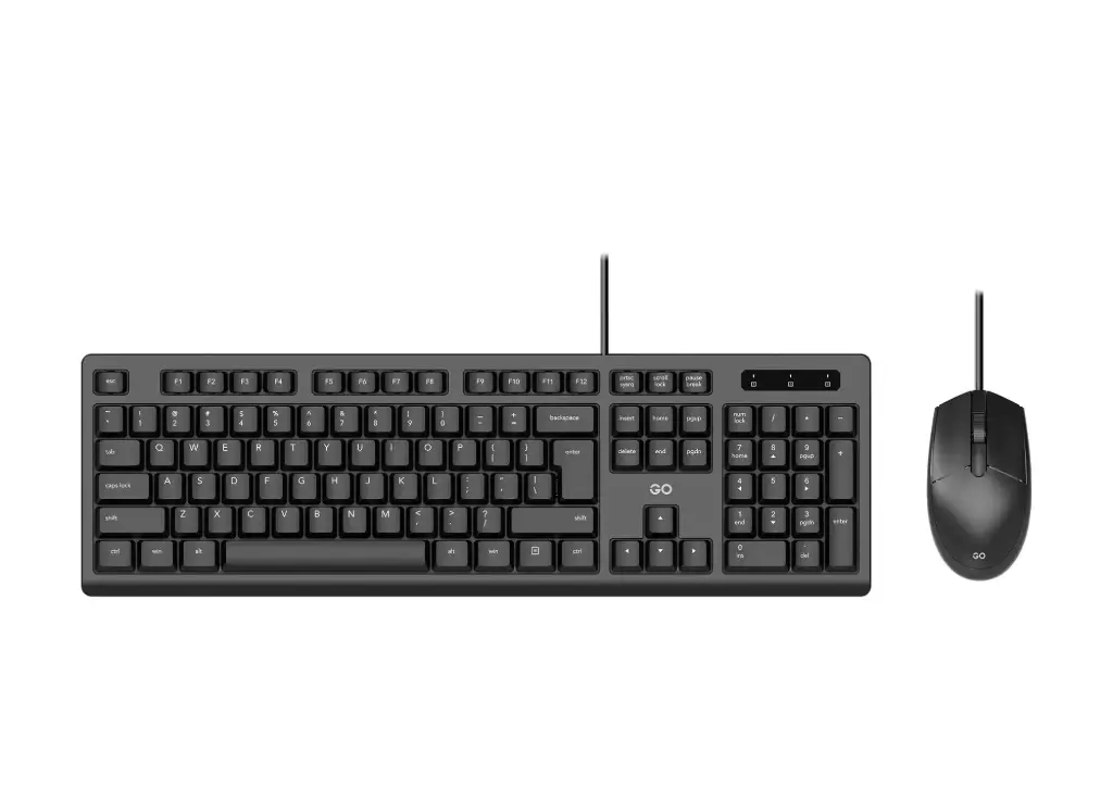 FANTECH GO KM101 Professional Wired Keyboard & Mouse Combo – USB, 104 Keys, English/Arabic, Silent Typing, 1000 DPI – Black
