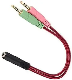 3.5mm Audio Splitter Cable Female to 2 Male – Headphone & Microphone Adapter