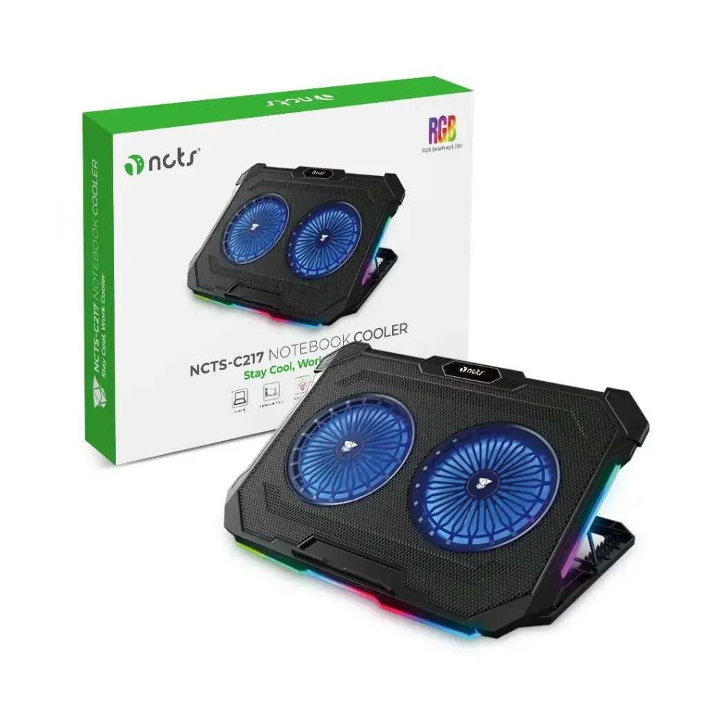 NCTS-C217 RGB Laptop Cooling Pad – Dual Fan, 17″ Support