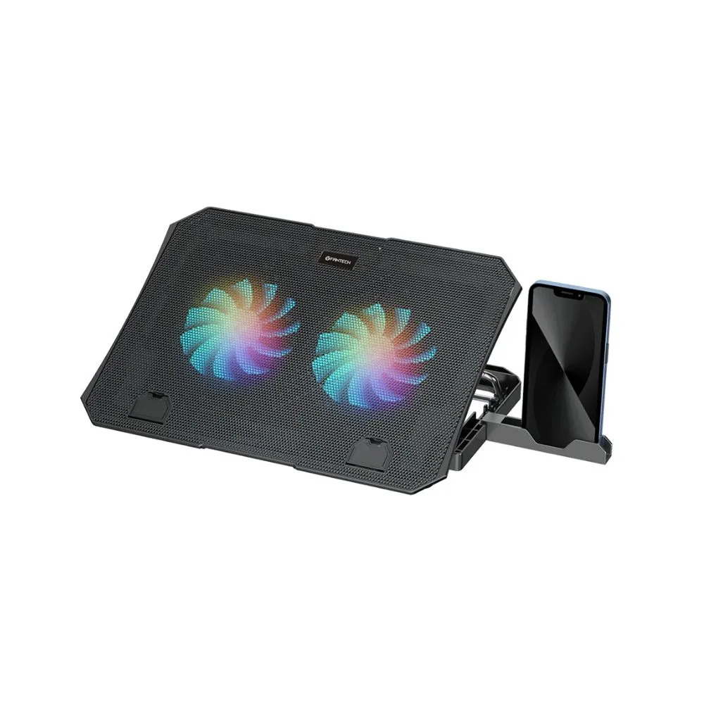 Fantech NC14 Laptop Cooling Pad – RGB, 5-Level Adjustable, Dual USB, Phone Holder