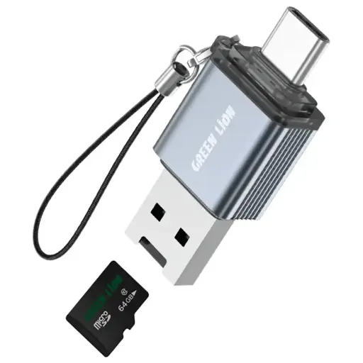 Green Lion 2 in 1 Card Reader with Micro SD Cards Support