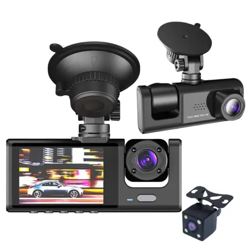 C309 Triple Lens 1080P Car Dash Cam with Reverse Camera – 3 Channel Car DVR